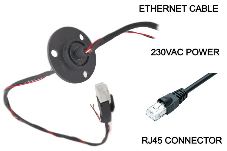 Miniaturní kroužkový sběrač s Ethernetem a napájením